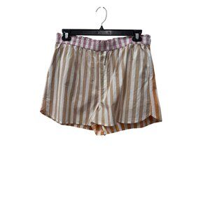 New Madewell Women's Size L Striped Cotton Blend Pull-On Shorts